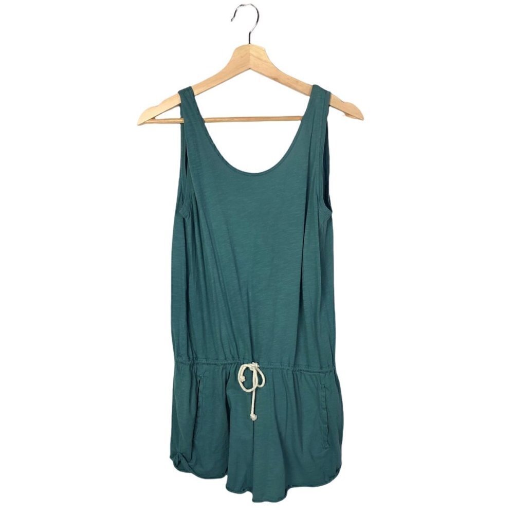 Zara TRF Blue Scoop Neck Sleeveless‎ Pocket Front Cotton Romper S